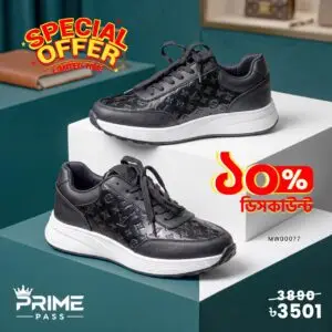 Black Pattern White Sole Sneaker